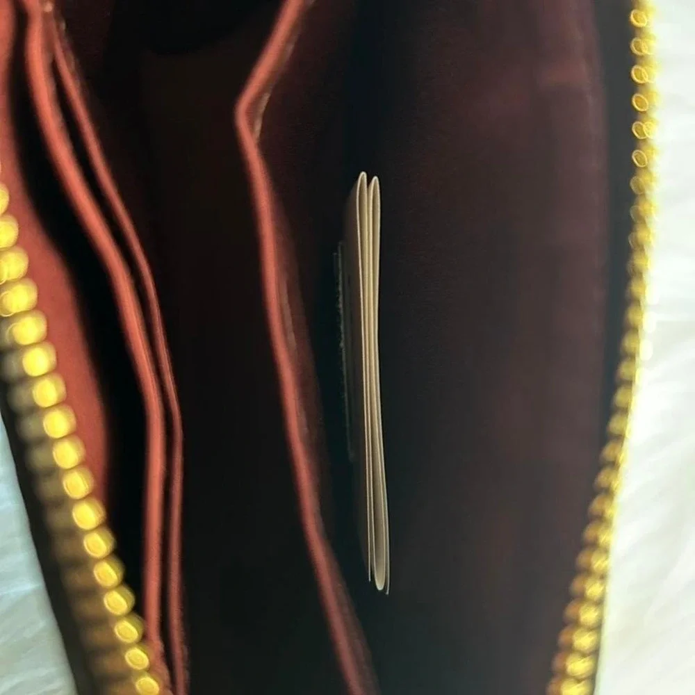 Coach Nolita 19 Brown Red Signature Canvas Leather Wristlet NEW